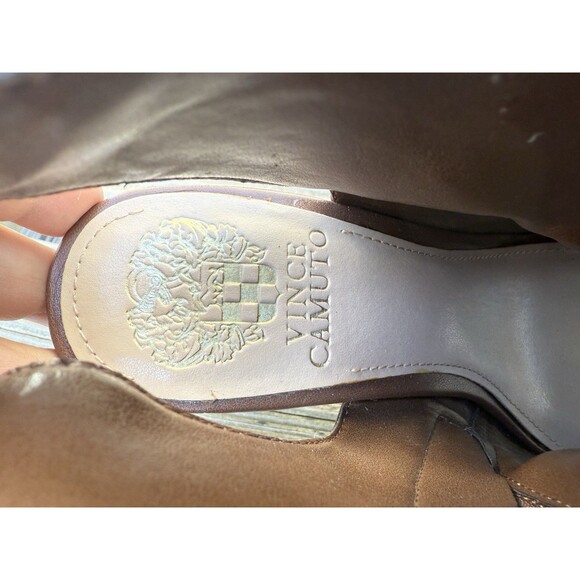 Vince Camuto Edia Tan Leather Studded Peep Toe Ankle Booties, 8W - Picture 15 of 16